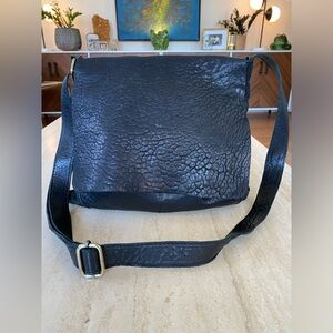 MAXON Italy Black Embossed Leather Crossbody Messenger | 12.5x12.5" | w/Dust Bag